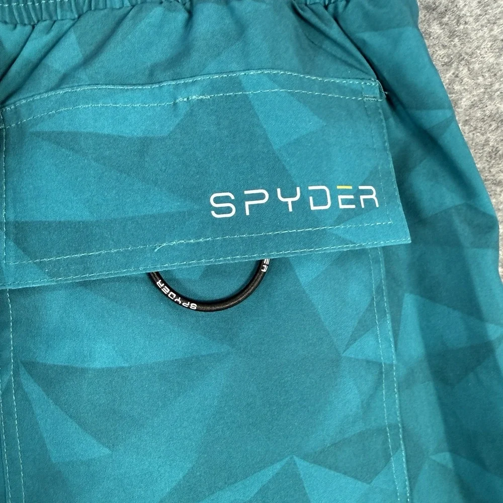 NWT Spyder Swimsuit Trunks Shorts Mens L Teal UV Protection Mesh Quick Dry Beach